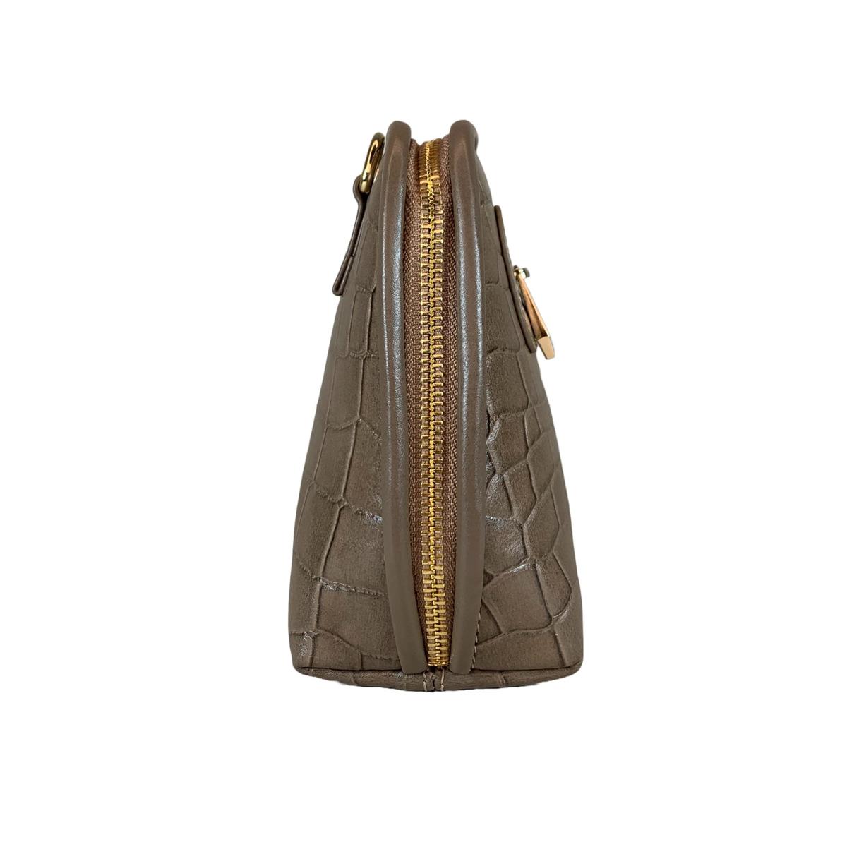 LeatherLuxe - Khaki Leather Clutch Bag Shoulder Bag; Crocodile Style; Crossbody Genuine leather Designer Premium leather bag for women leather hobo tote messenger bag Leather Accessories Leather Shop Leather Goods