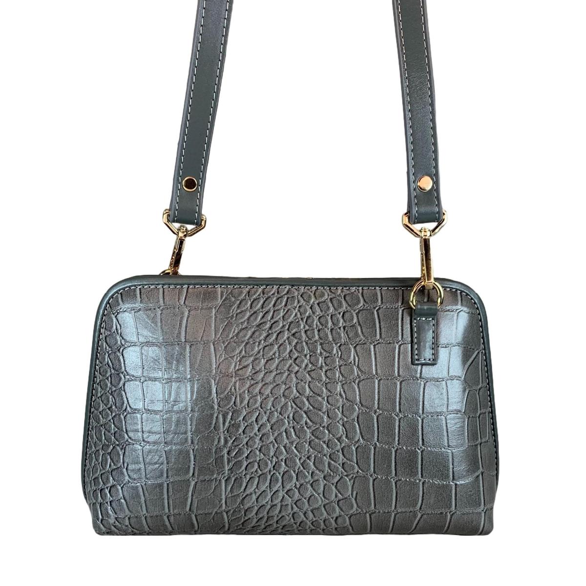 LeatherLuxe - Silver Leather Clutch Bag Shoulder Bag; Crossbody Genuine leather Designer Premium leather bag for women leather hobo tote messenger bag Leather Accessories Leather Shop Leather Goods