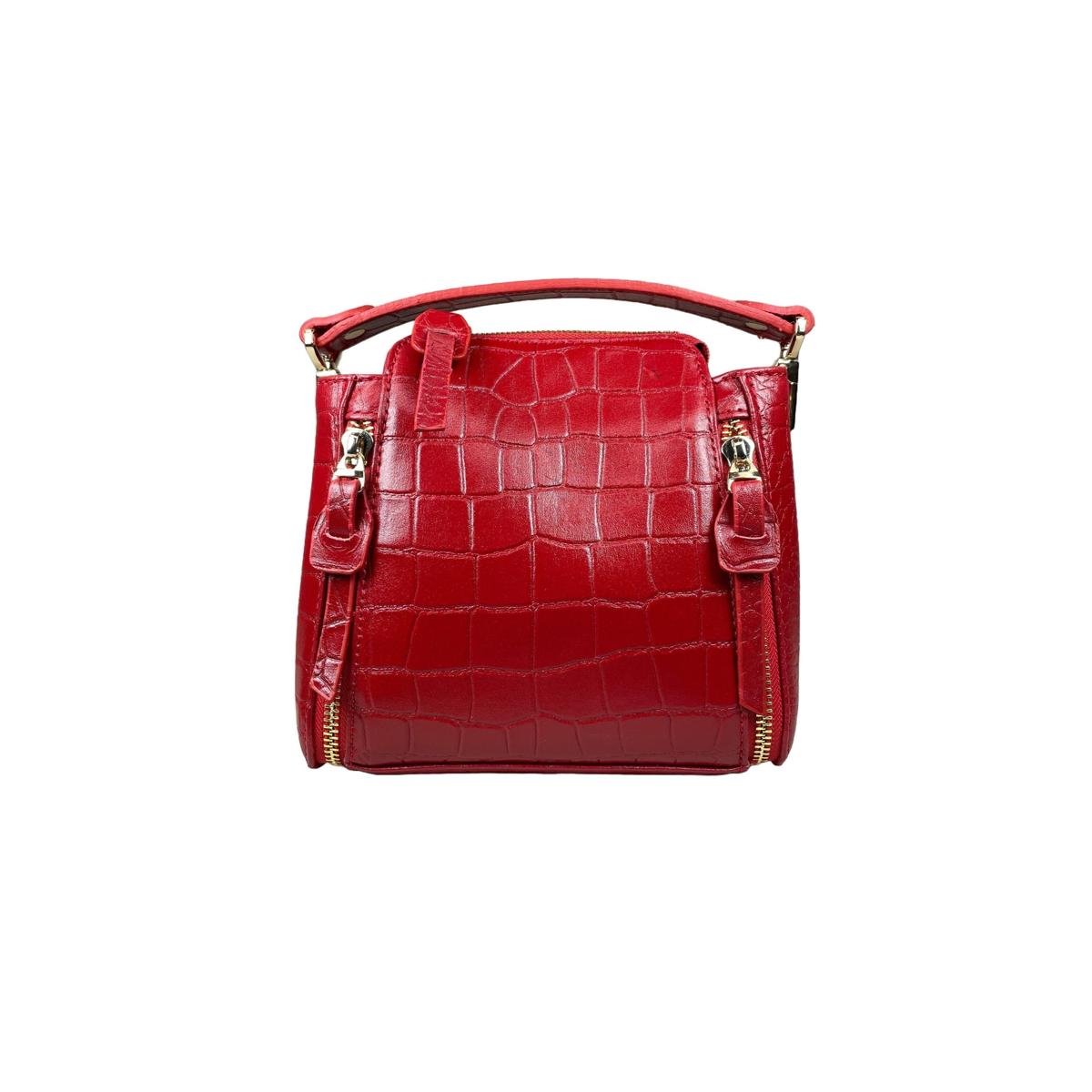 LeatherLuxe - Red Leather Handbag Shoulder Bag for Women; Crocodile Style Genuine leather Designer Premium leather bag for women leather hobo tote messenger bag Leather Accessories Leather Shop Leather Goods