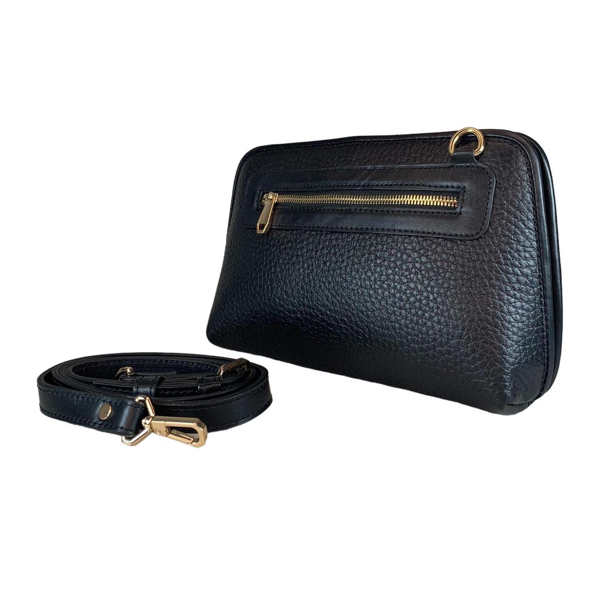 LeatherLuxe - Black Leather Clutch Bag Shoulder Bag; Crossbody Genuine leather Designer Premium leather bag for women leather hobo tote messenger bag Leather Accessories Leather Shop Leather Goods