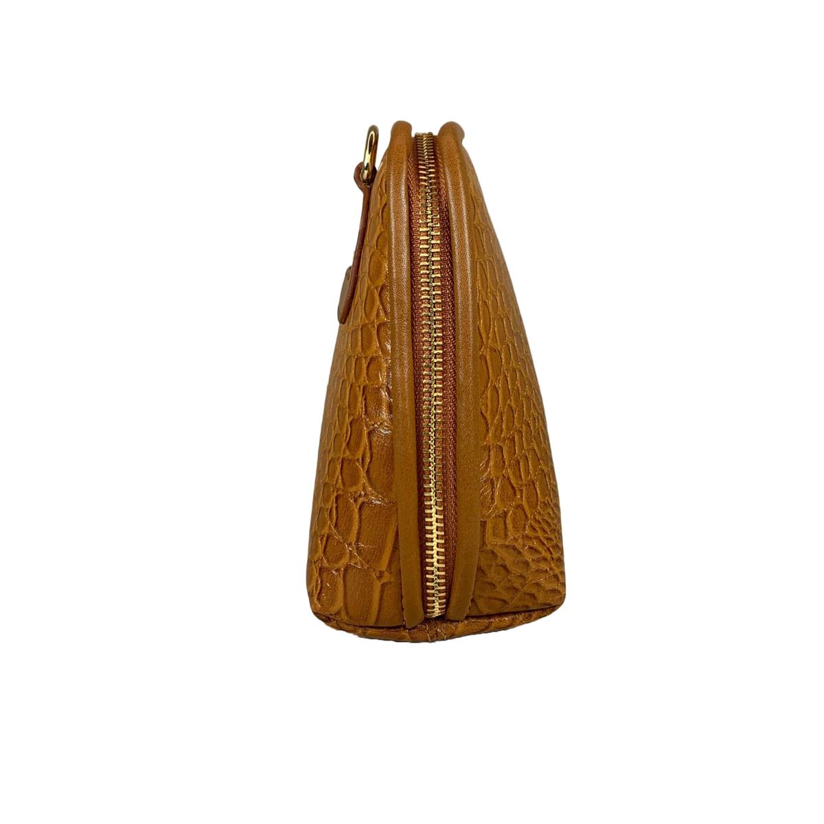 LeatherLuxe - Light Brown Leather Clutch Bag Shoulder Bag; Crocodile Style; Crossbody Genuine leather Designer Premium leather bag for women leather hobo tote messenger bag Leather Accessories Leather Shop Leather Goods
