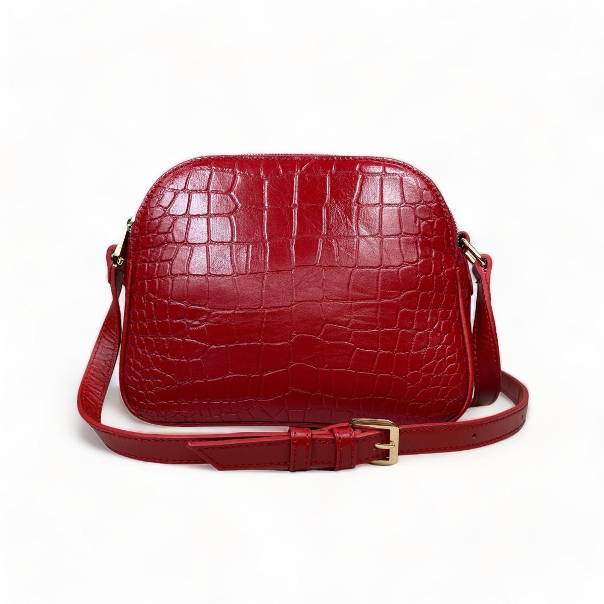 LeatherLuxe - Red Leather Women's Shoulder Bag; Crossbody; Crocodile Style Genuine leather Designer Premium leather bag for women leather hobo tote messenger bag Leather Accessories Leather Shop Leather Goods