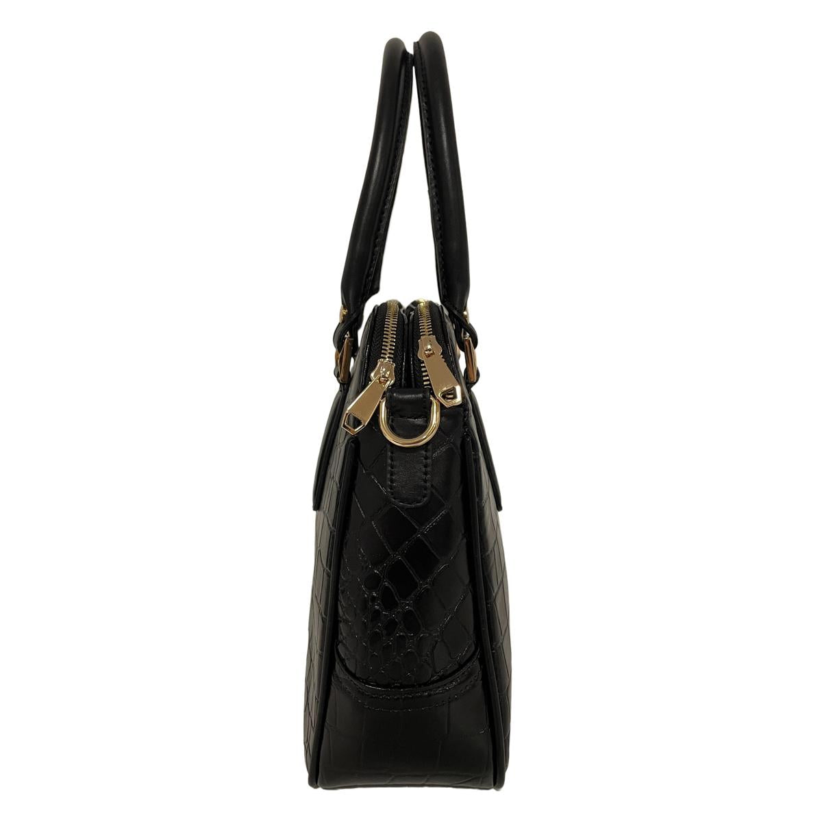 LeatherLuxe - Black Leather Office Bag: Functional Shoulder Bag; Crocodile Style Genuine leather Designer Premium leather bag for women leather hobo tote messenger bag Leather Accessories Leather Shop Leather Goods