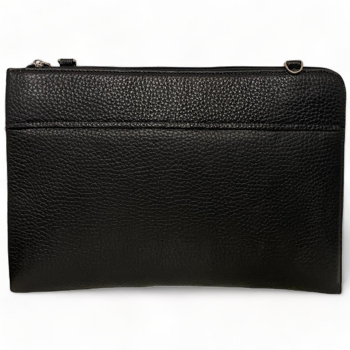 LeatherLuxe - Black Leather Wristlet; Large Size; Shoulder Bag; Unisex Genuine leather Designer Premium leather bag for women leather hobo tote messenger bag Leather Accessories Leather Shop Leather Goods