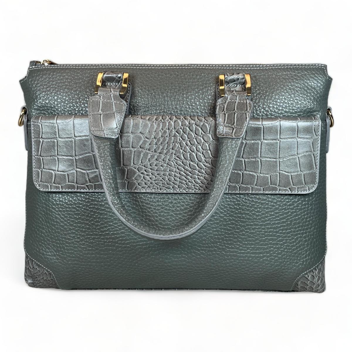 Grey leather laptop bag hotsell