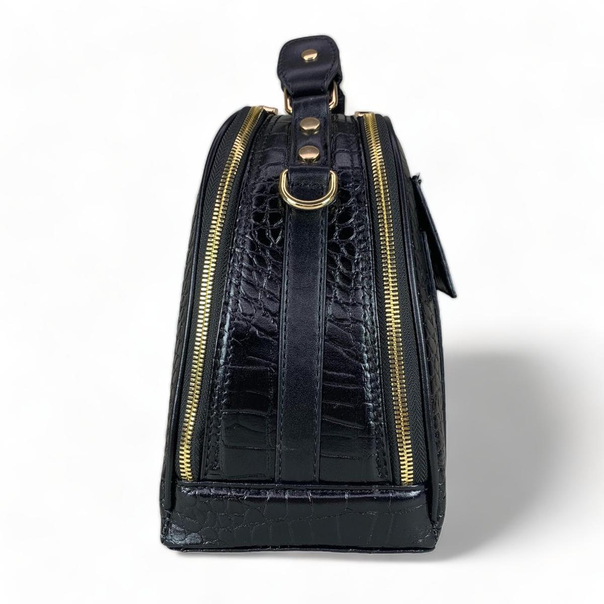 LeatherLuxe - Black Leather Women's Handbag; Satchel Bag; Shoulder Bag; Crocodile Style Genuine leather Designer Premium leather bag for women leather hobo tote messenger bag Leather Accessories Leather Shop Leather Goods
