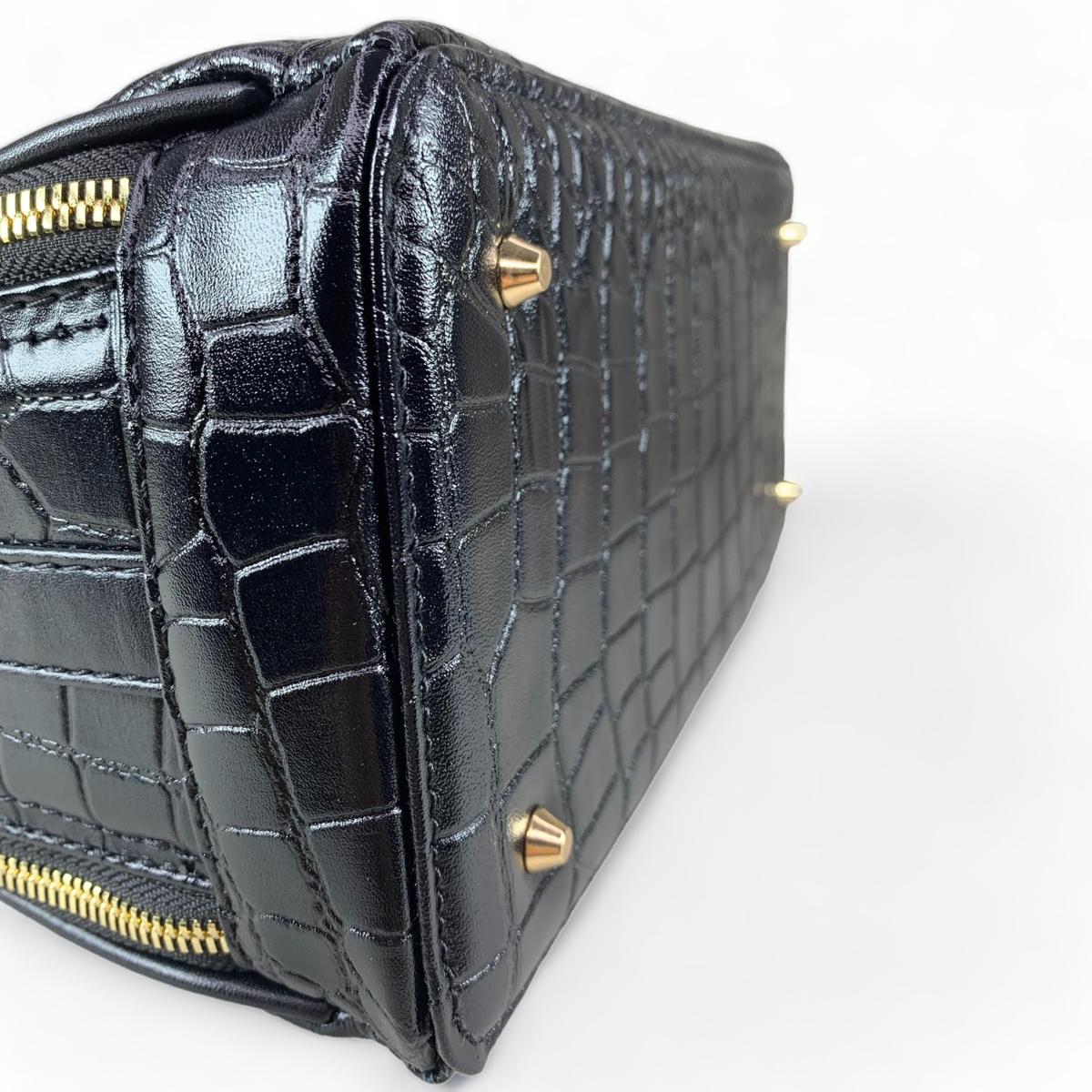 LeatherLuxe - Black Leather Women's Handbag; Satchel Bag; Shoulder Bag; Crocodile Style Genuine leather Designer Premium leather bag for women leather hobo tote messenger bag Leather Accessories Leather Shop Leather Goods