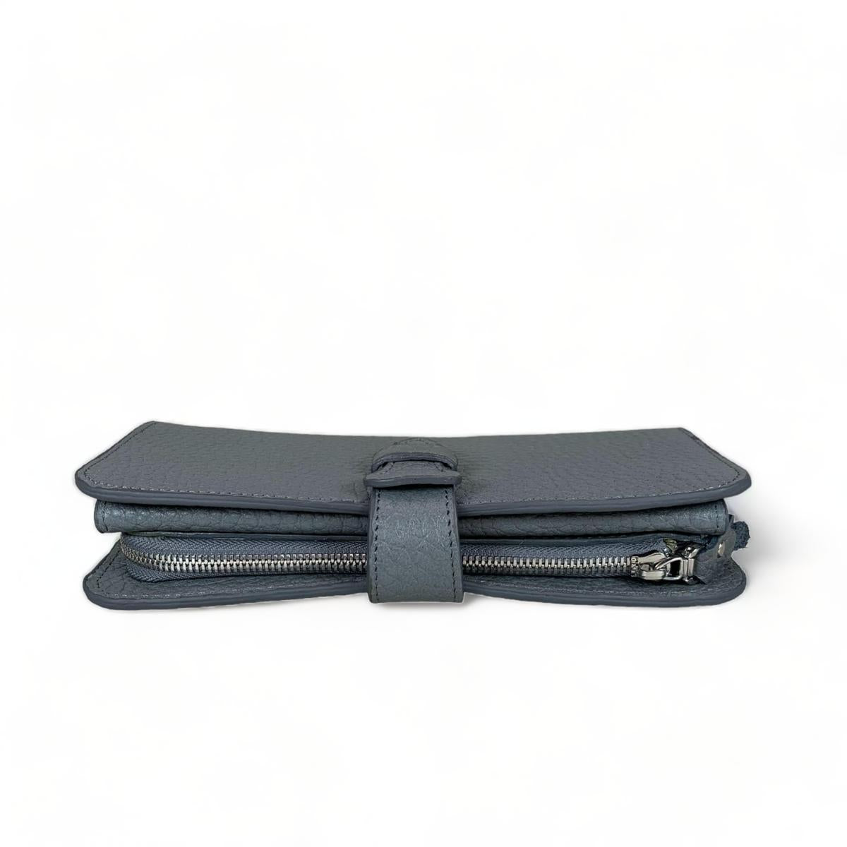 Matching gray leather card holder set — organized card storage to pair with the clutch.
