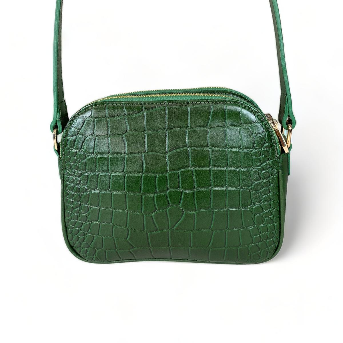 LeatherLuxe - Green Leather Women's Shoulder Bag; Crossbody; Crocodile Style Genuine leather Designer Premium leather bag for women leather hobo tote messenger bag Leather Accessories Leather Shop Leather Goods