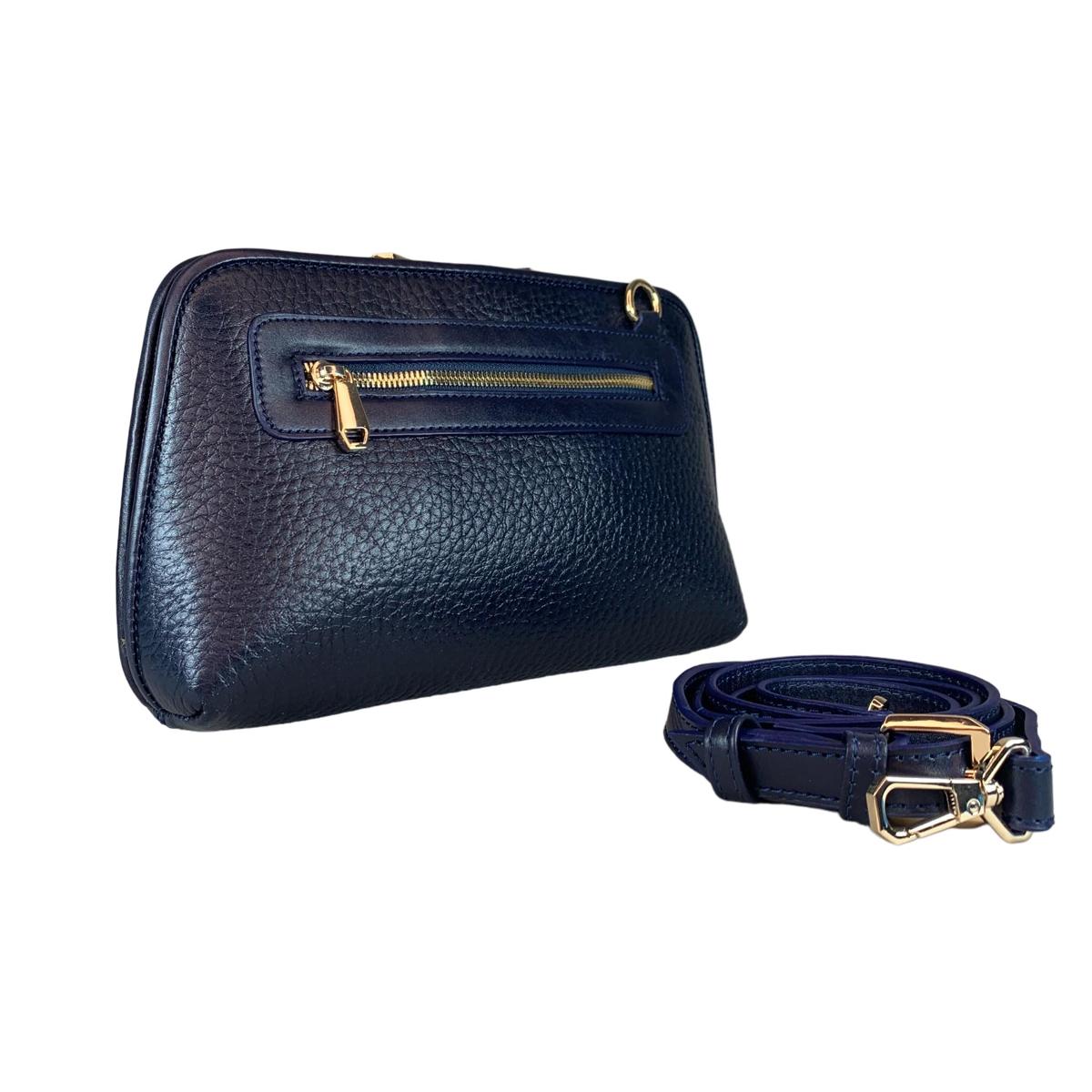 LeatherLuxe - Dark Blue Leather Clutch Bag Shoulder Bag; Crossbody Genuine leather Designer Premium leather bag for women leather hobo tote messenger bag Leather Accessories Leather Shop Leather Goods