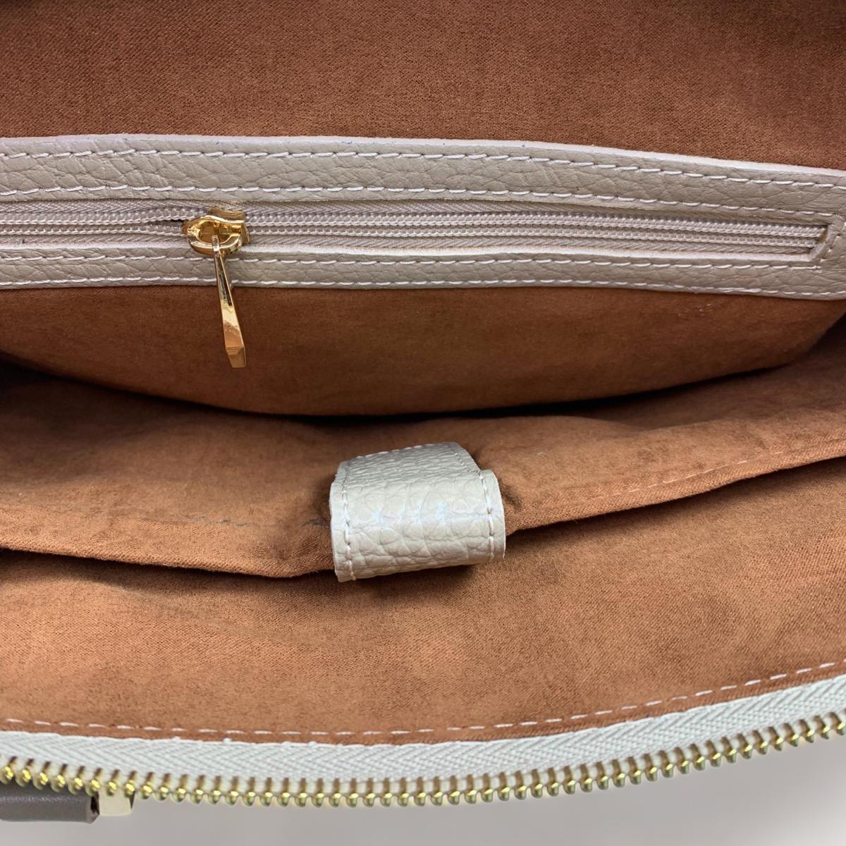 LeatherLuxe - Cream Leather Unisex Bag; Laptop Bag; Large Bag Genuine leather Designer Premium leather bag for women leather hobo tote messenger bag Leather Accessories Leather Shop Leather Goods