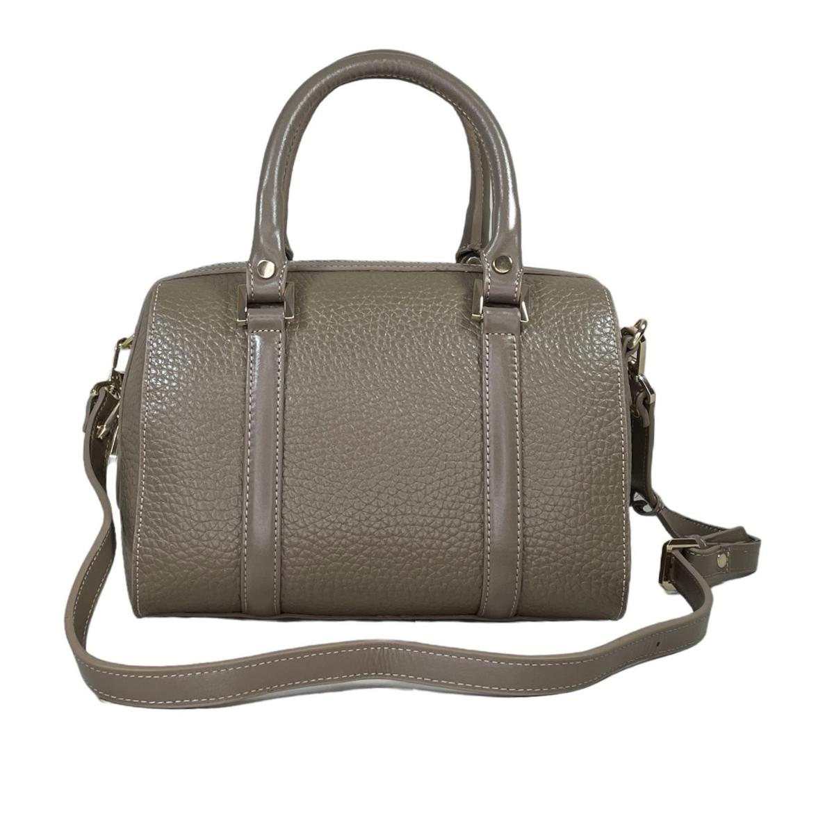 Beige leather barrel bag with detachable crossbody strap — LeatherLuxe