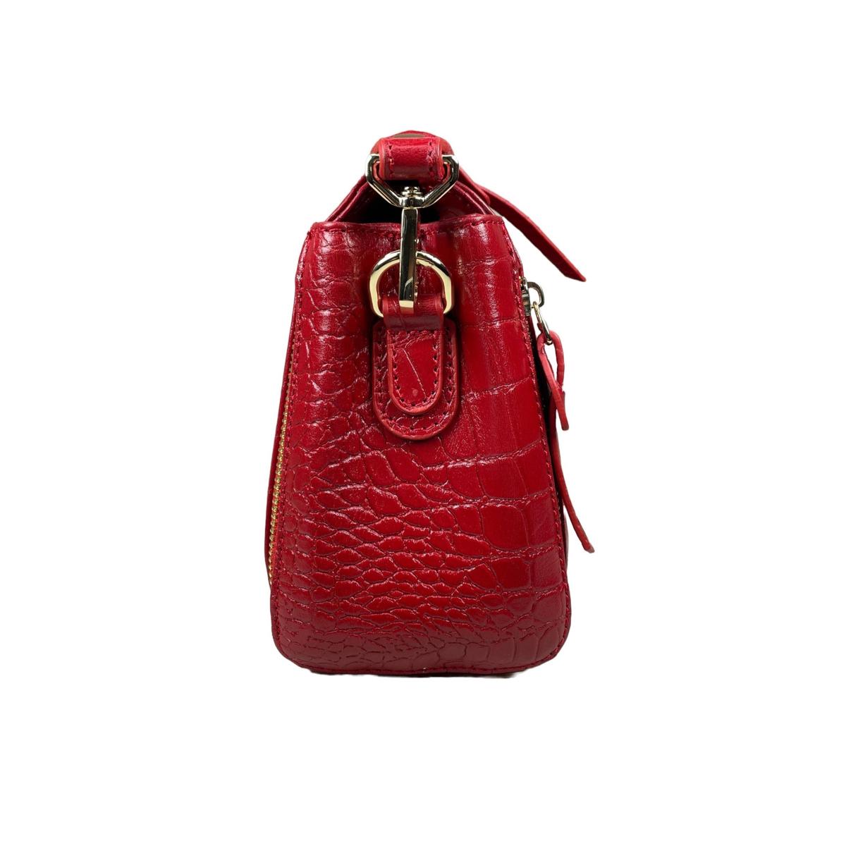 LeatherLuxe - Red Leather Handbag Shoulder Bag for Women; Crocodile Style Genuine leather Designer Premium leather bag for women leather hobo tote messenger bag Leather Accessories Leather Shop Leather Goods