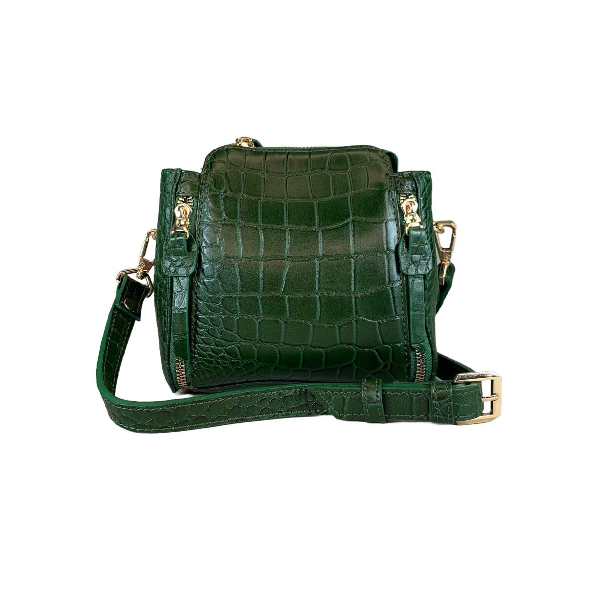 Green leather sale messenger bag