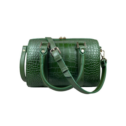 LeatherLuxe - Green Leather Women's Barrel Shoulder Bag - Elevate Your Style Genuine leather Designer Premium leather bag for women leather hobo tote messenger bag Leather Accessories Leather Shop Leather Goods