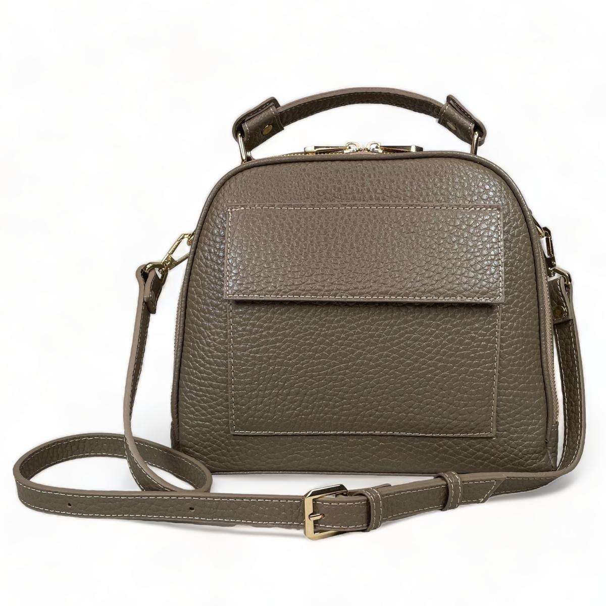 Premium beige leather women's handbag styled as everyday satchel with shoulder strap