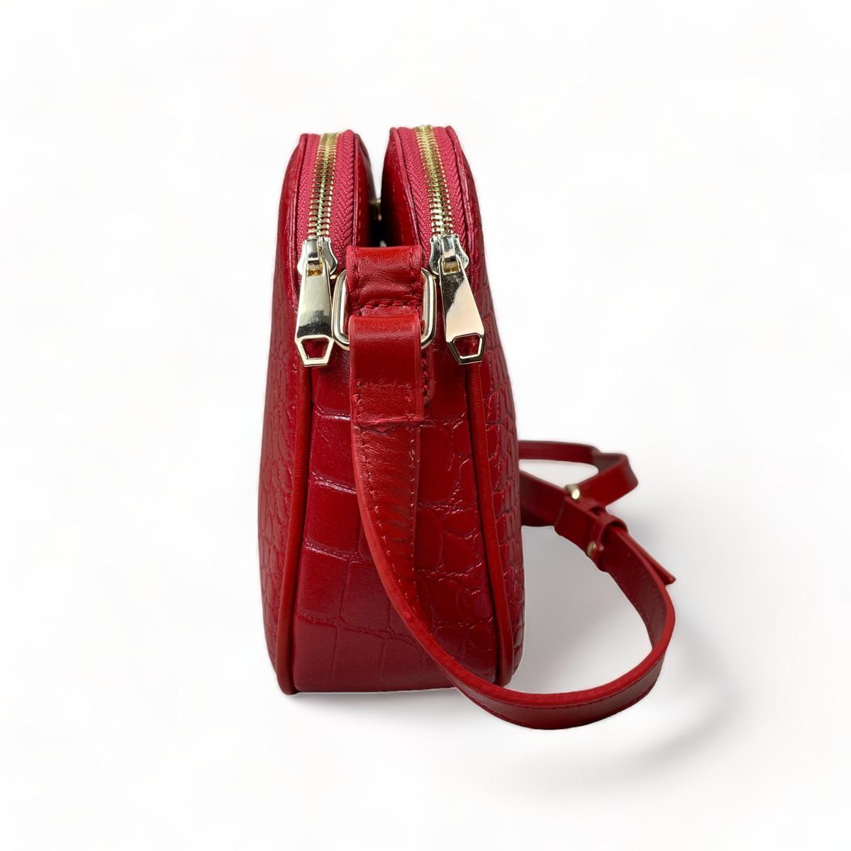 LeatherLuxe - Red Leather Women's Shoulder Bag; Crossbody; Crocodile Style Genuine leather Designer Premium leather bag for women leather hobo tote messenger bag Leather Accessories Leather Shop Leather Goods