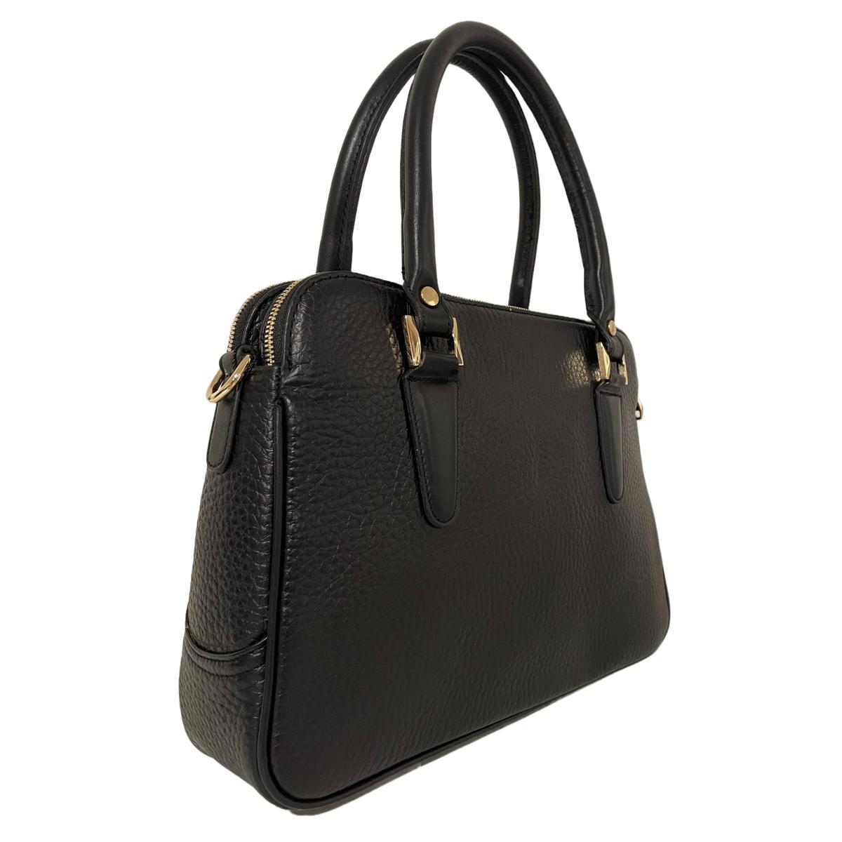 Black leather designer bag deals