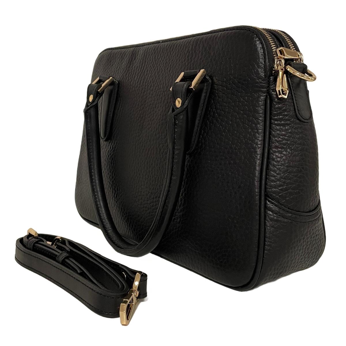 Black leather store designer bag