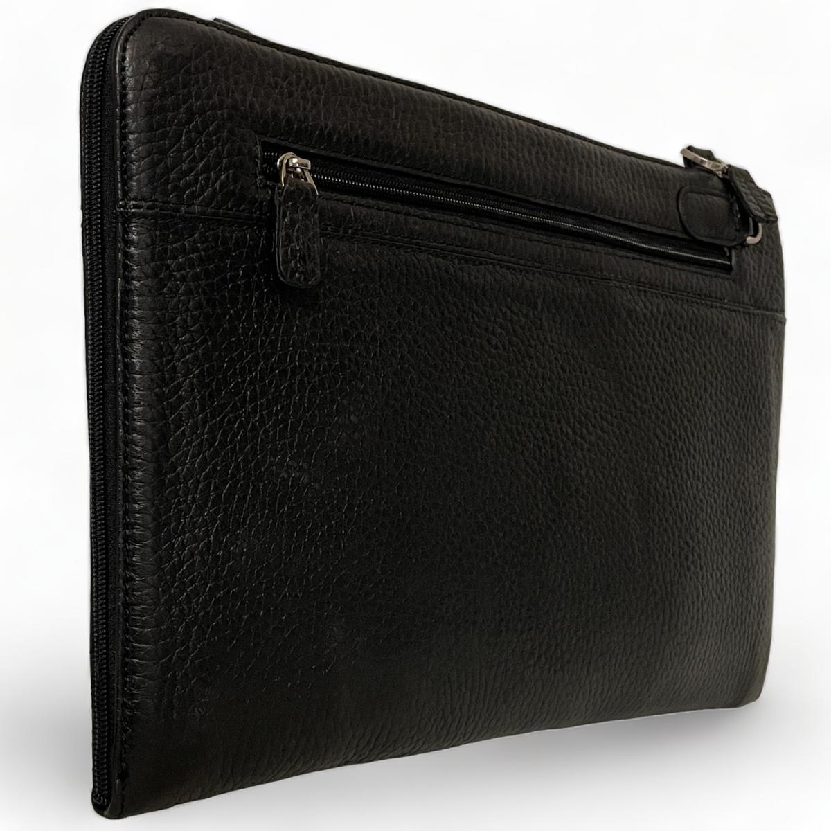 LeatherLuxe - Black Leather Wristlet; Large Size; Shoulder Bag; Unisex Genuine leather Designer Premium leather bag for women leather hobo tote messenger bag Leather Accessories Leather Shop Leather Goods