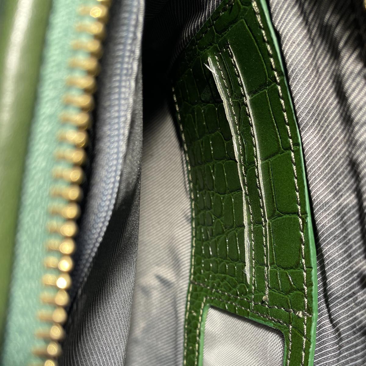 LeatherLuxe - Green Leather Clutch Bag Shoulder Bag; Crossbody