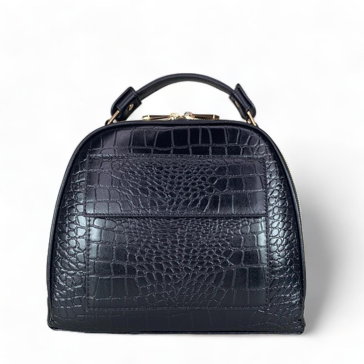 LeatherLuxe - Black Leather Women's Handbag; Satchel Bag; Shoulder Bag; Crocodile Style Genuine leather Designer Premium leather bag for women leather hobo tote messenger bag Leather Accessories Leather Shop Leather Goods