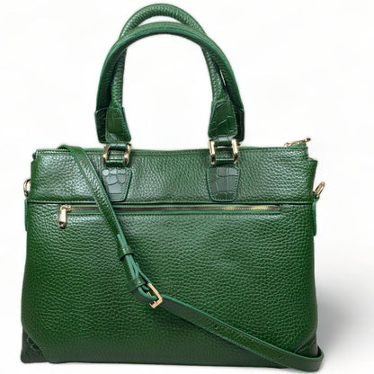 LeatherLuxe - Green Leather Unisex Bag; Laptop Bag; Large Bag Genuine leather Designer Premium leather bag for women leather hobo tote messenger bag Leather Accessories Leather Shop Leather Goods