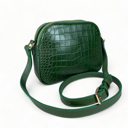 LeatherLuxe - Green Leather Women's Shoulder Bag; Crossbody; Crocodile Style Genuine leather Designer Premium leather bag for women leather hobo tote messenger bag Leather Accessories Leather Shop Leather Goods
