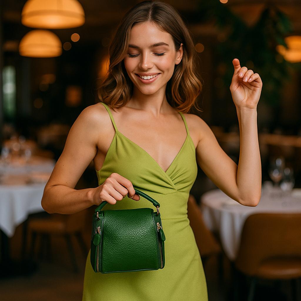 LeatherLuxe - Green Leather Handbag Shoulder Bag for Women