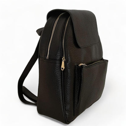 Black Leather Women's Backpack – Genuine